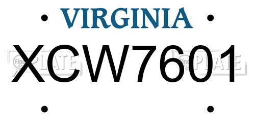 XCW7601 Virginia License Plate