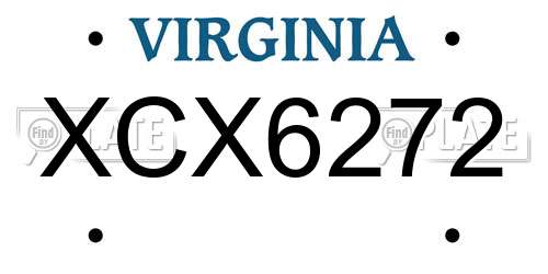XCX6272 Virginia License Plate