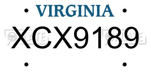 XCX9189 Virginia License Plate
