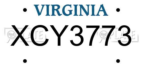 XCY3773 Virginia License Plate