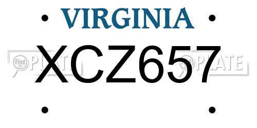 XCZ657 Virginia License Plate