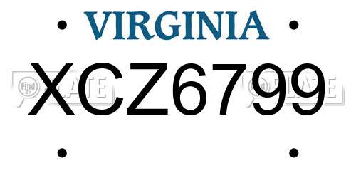 XCZ6799 Virginia License Plate