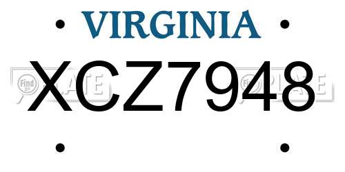 XCZ7948 Virginia License Plate