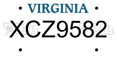 XCZ9582 Virginia License Plate