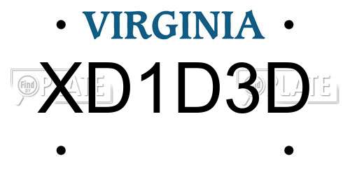 XD1D3D Virginia License Plate