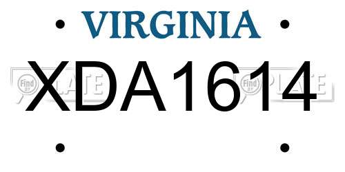 XDA1614 Virginia License Plate