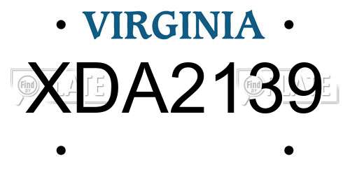 XDA2139 Virginia License Plate