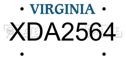 XDA2564 Virginia License Plate