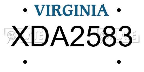 XDA2583 Virginia License Plate