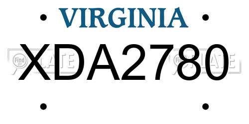 XDA2780 Virginia License Plate