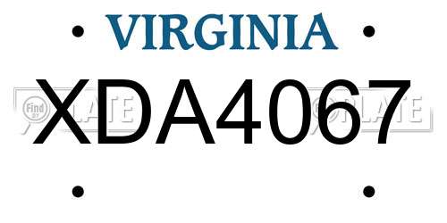 XDA4067 Virginia License Plate