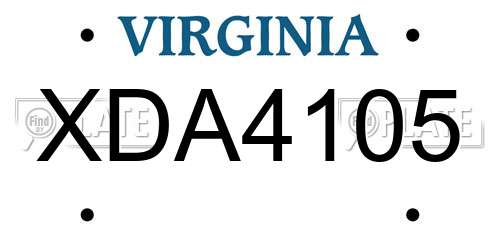 XDA4105 Virginia License Plate