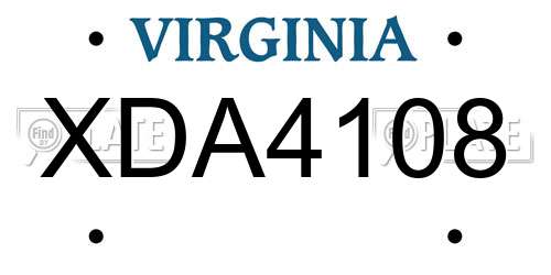 XDA4108 Virginia License Plate