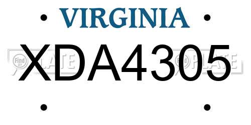 XDA4305 Virginia License Plate