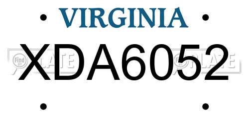 XDA6052 Virginia License Plate