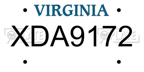 XDA9172 Virginia License Plate