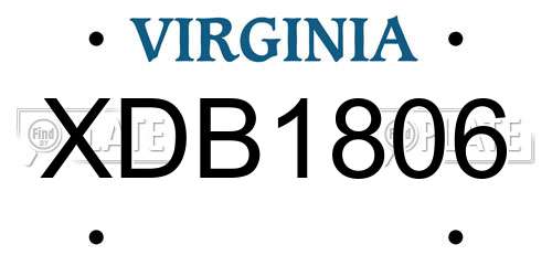 XDB1806 Virginia License Plate