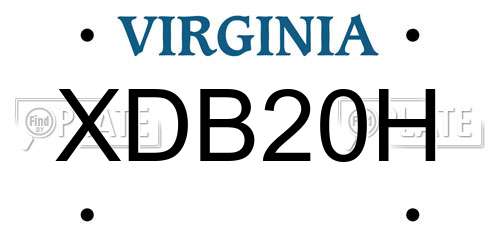 XDB20H Virginia License Plate