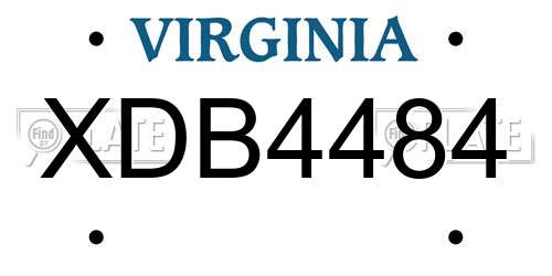 XDB4484 Virginia License Plate