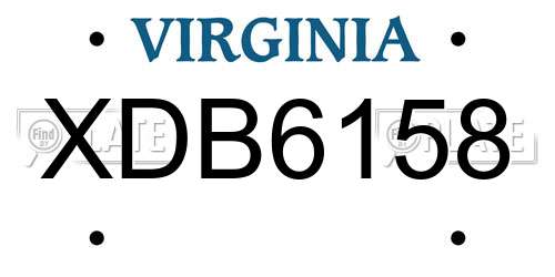 XDB6158 Virginia License Plate
