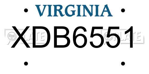 XDB6551 Virginia License Plate