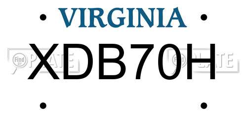 XDB70H Virginia License Plate