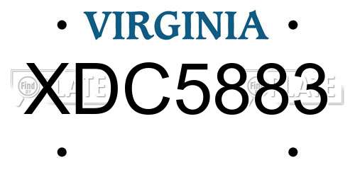 XDC5883 Virginia License Plate