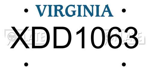 XDD1063 Virginia License Plate