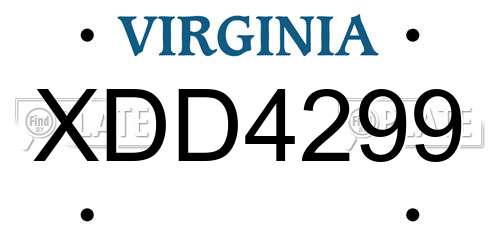 XDD4299 Virginia License Plate