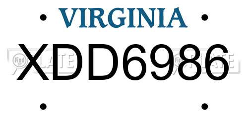 XDD6986 Virginia License Plate