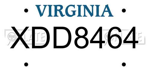 XDD8464 Virginia License Plate