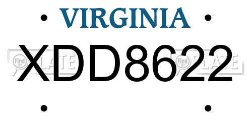 XDD8622 Virginia License Plate