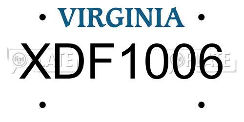 XDF1006 Virginia License Plate