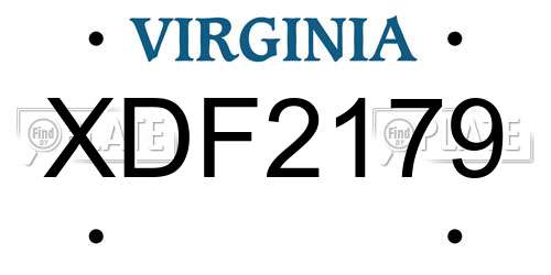 XDF2179 Virginia License Plate