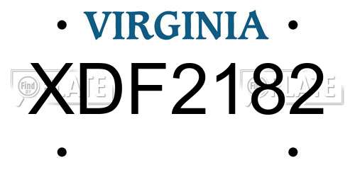 XDF2182 Virginia License Plate