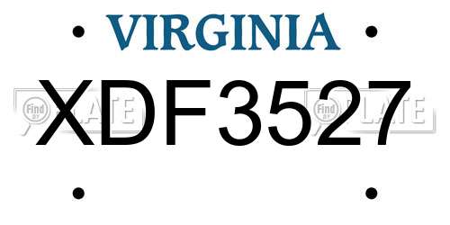 XDF3527 Virginia License Plate