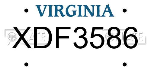 XDF3586 Virginia License Plate