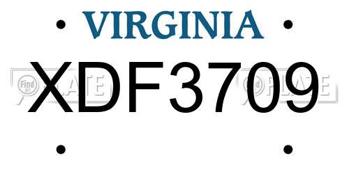 XDF3709 Virginia License Plate