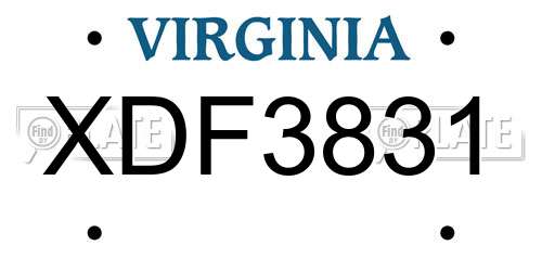 XDF3831 Virginia License Plate
