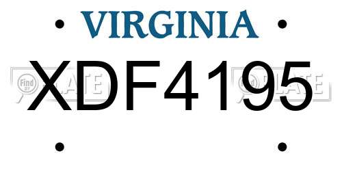 XDF4195 Virginia License Plate