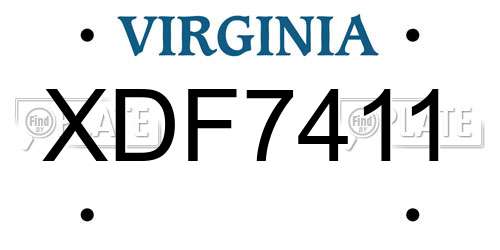 XDF7411 Virginia License Plate