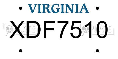 XDF7510 Virginia License Plate