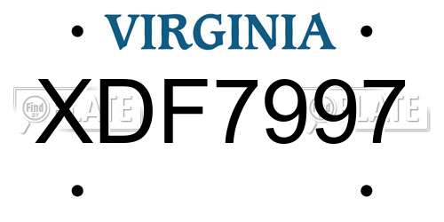 XDF7997 Virginia License Plate