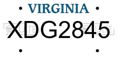 XDG2845 Virginia License Plate