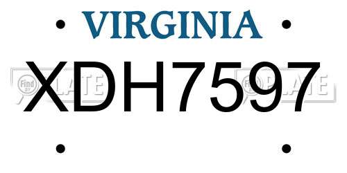 XDH7597 Virginia License Plate