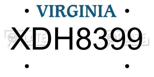 XDH8399 Virginia License Plate