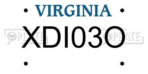 XDI03O Virginia License Plate