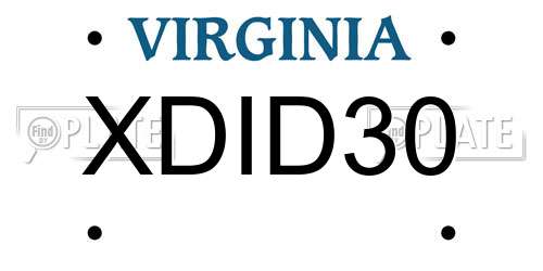 XDID30 Virginia License Plate