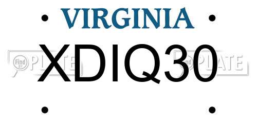 XDIQ30 Virginia License Plate
