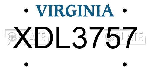 XDL3757 Virginia License Plate